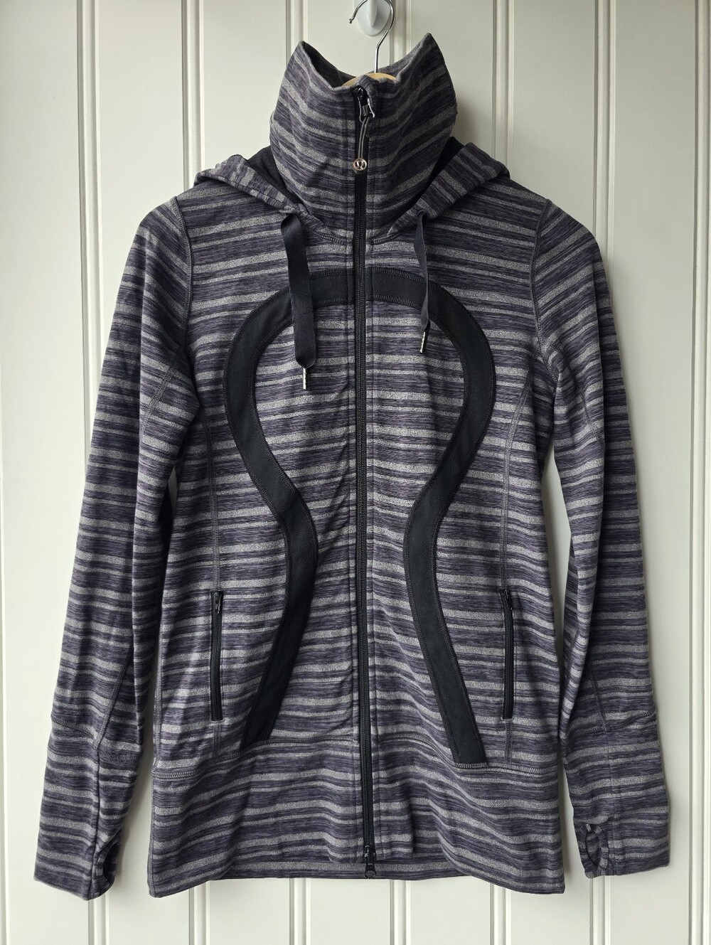 Lululemon Stride Jacket Black Stripes Galore Black Purple Size 6 - Picture 1 of 8